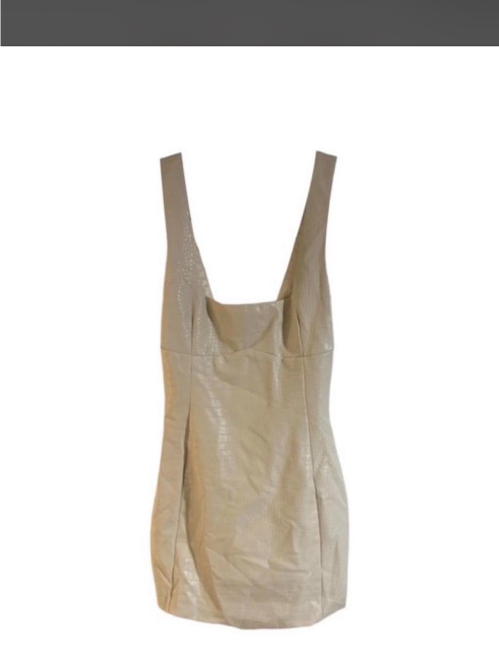 Meshki Beige Faux-Leather Slip Dress